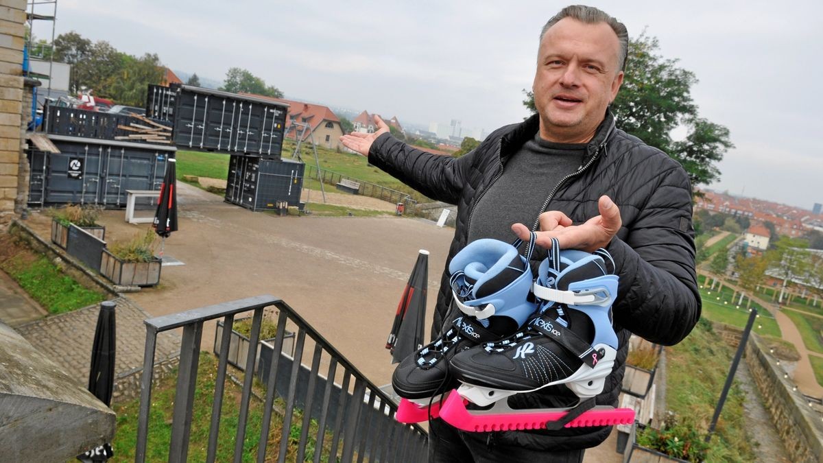 Denis Baumgart will auf dem Petersberg eine temporäre Eisbahn in der Weihnachtszeit aufbauen lassen