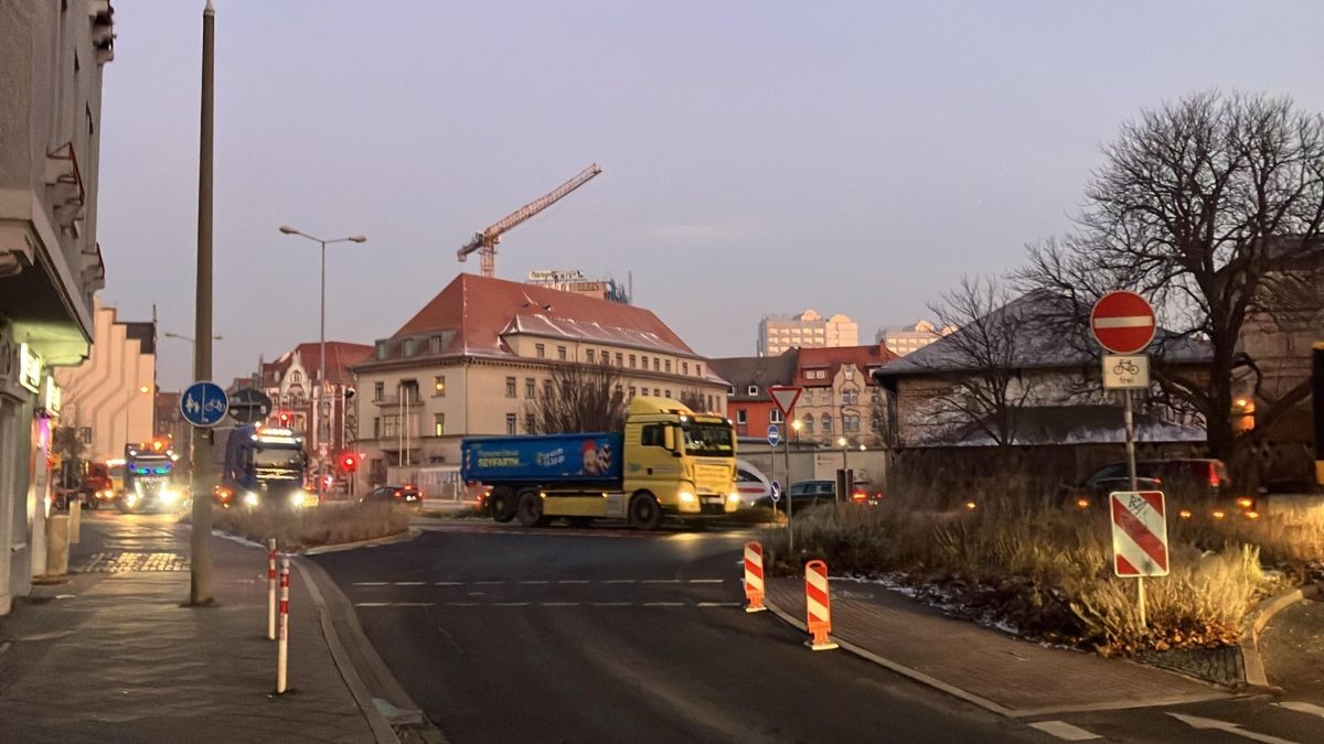 Bild vom Lkw-Protest in der Nähe des Erfurter Hauptbahnhofs.