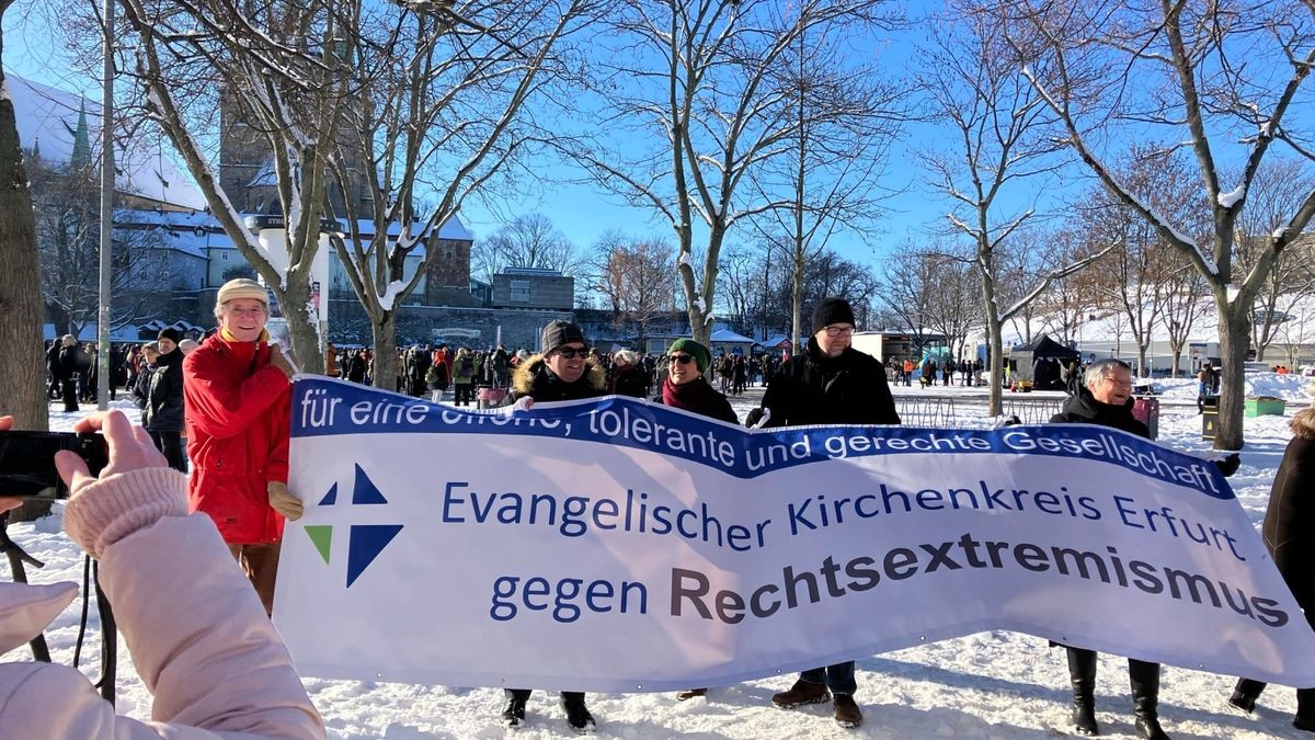 Demonstration gegen Rechtsextremismus in Erfurt.