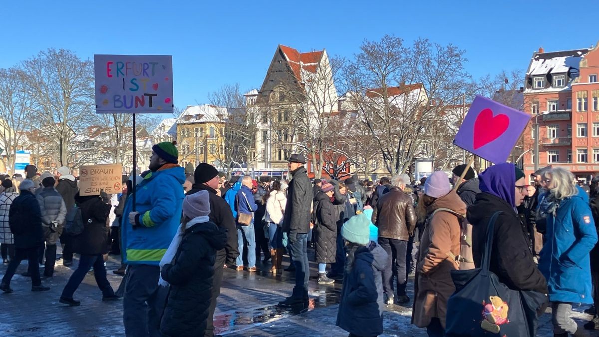 Demonstration gegen Rechtsextremismus in Erfurt.