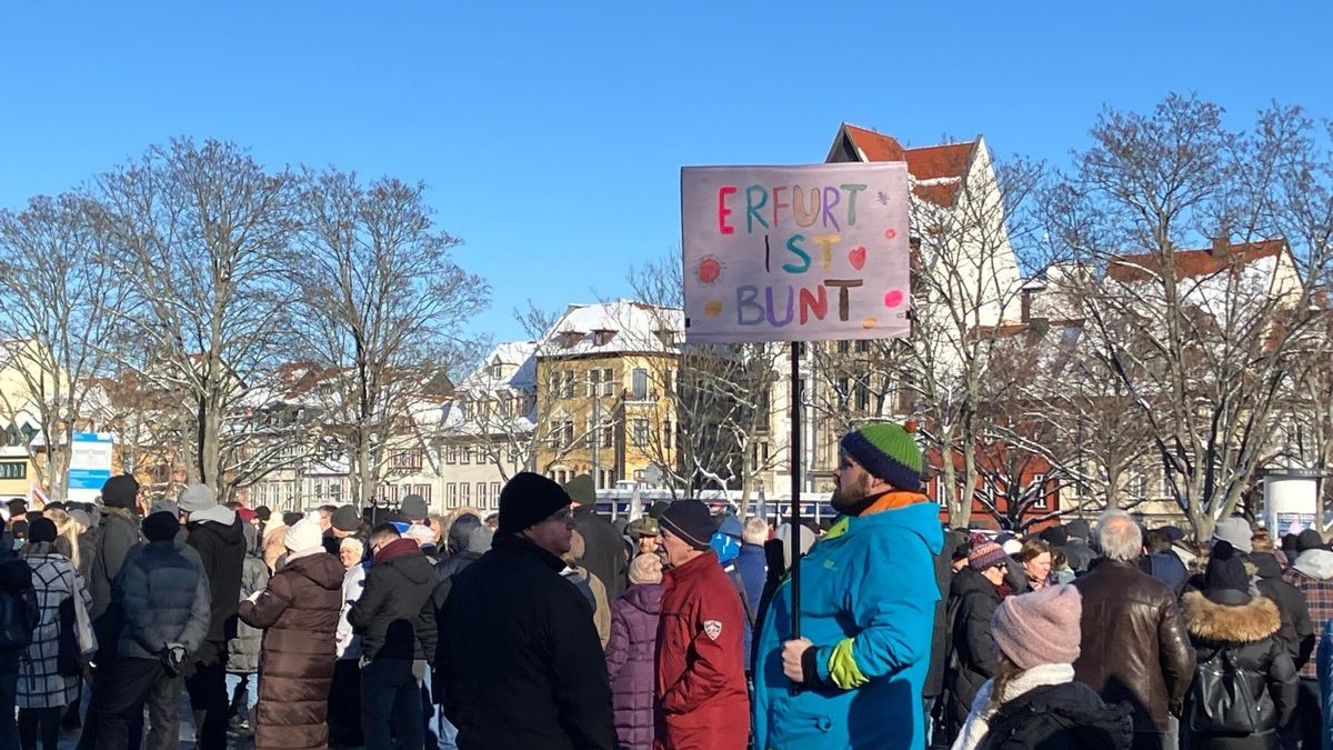 Demonstration gegen Rechtsextremismus in Erfurt.