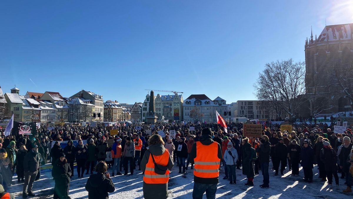 Demonstration gegen Rechtsextremismus in Erfurt.