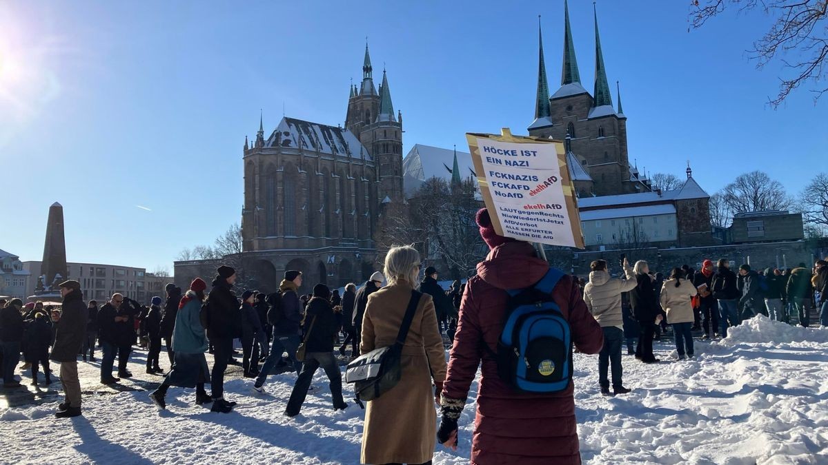 Demonstration gegen Rechtsextremismus in Erfurt.