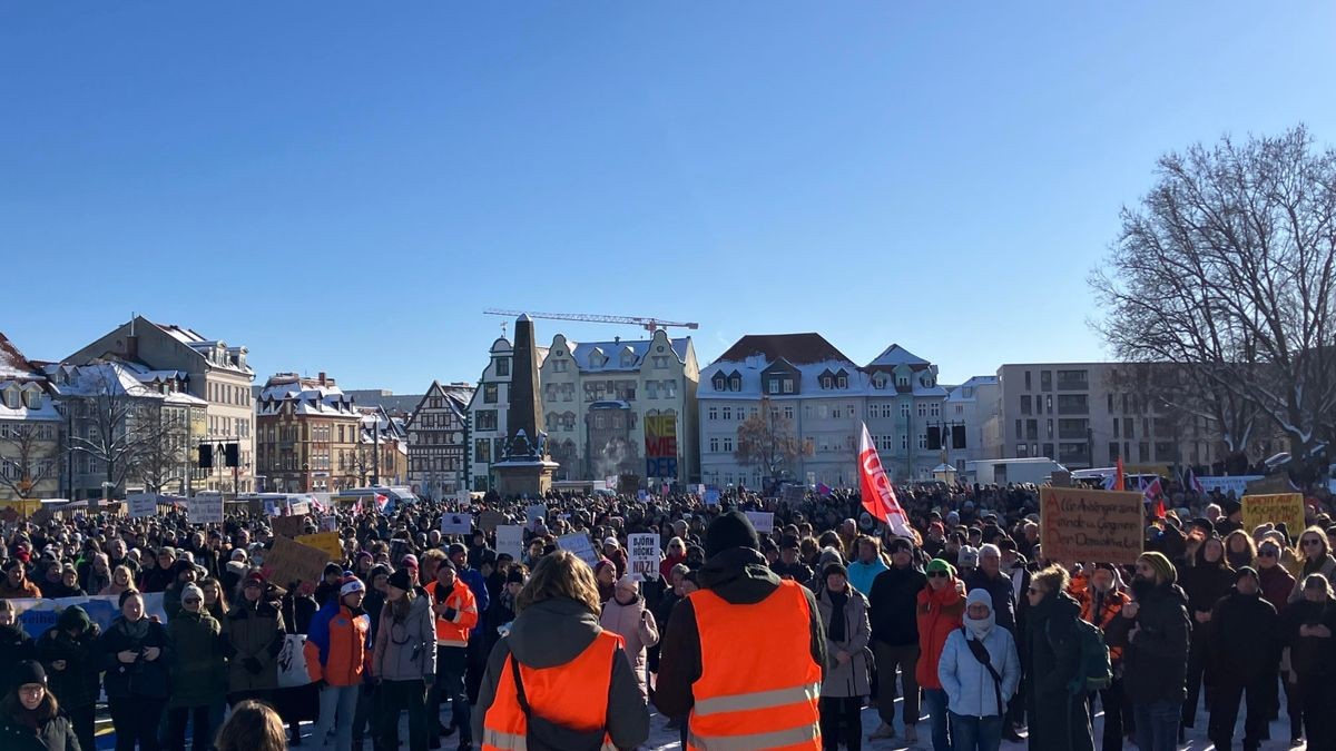 Demonstration gegen Rechtsextremismus in Erfurt.