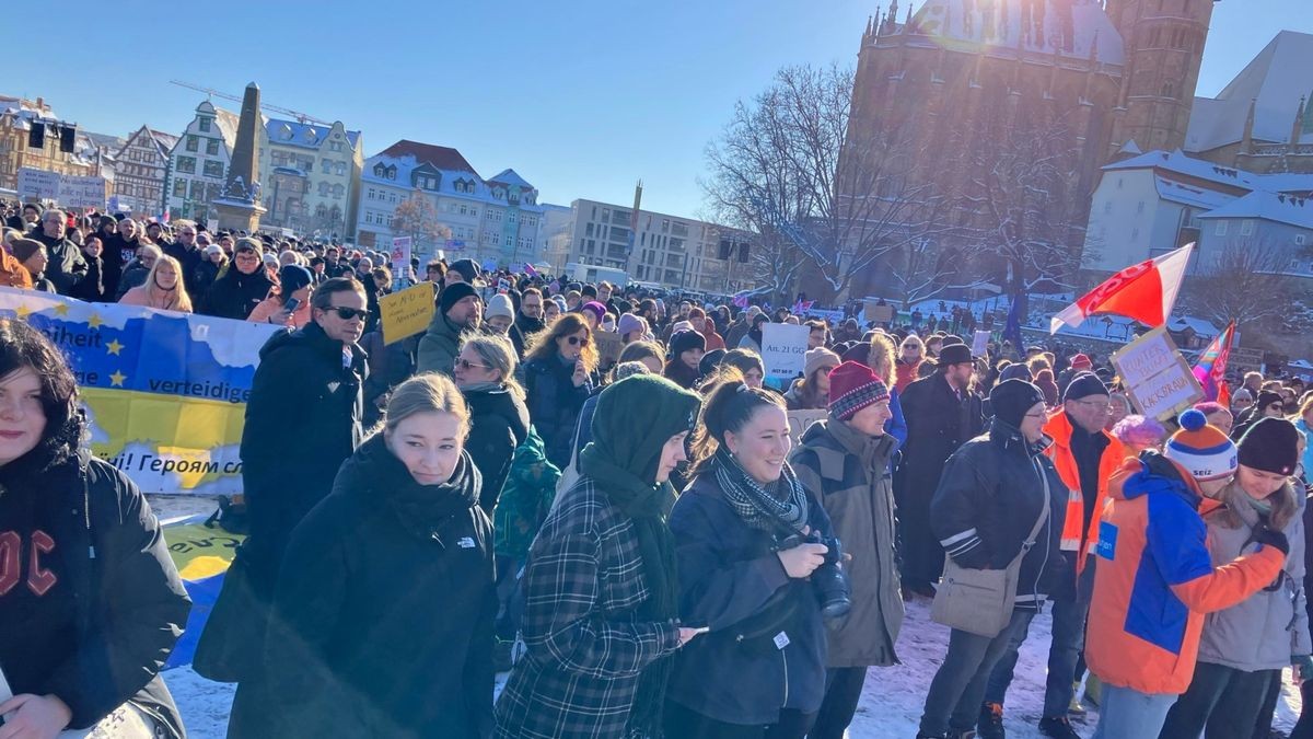 Demonstration gegen Rechtsextremismus in Erfurt.