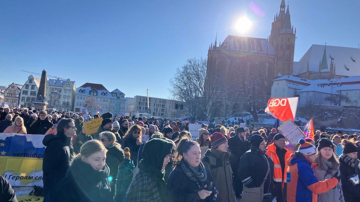 Demonstration gegen Rechtsextremismus in Erfurt.