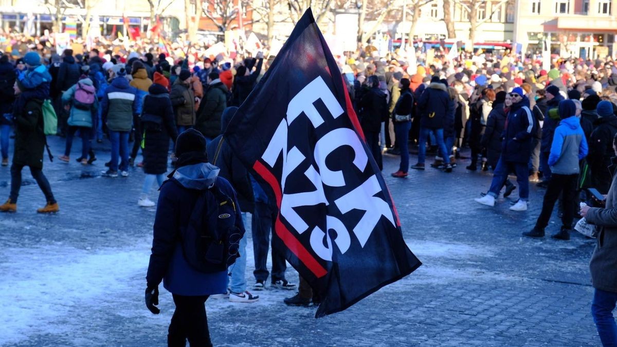 Demonstration gegen Rechtsextremismus in Erfurt.