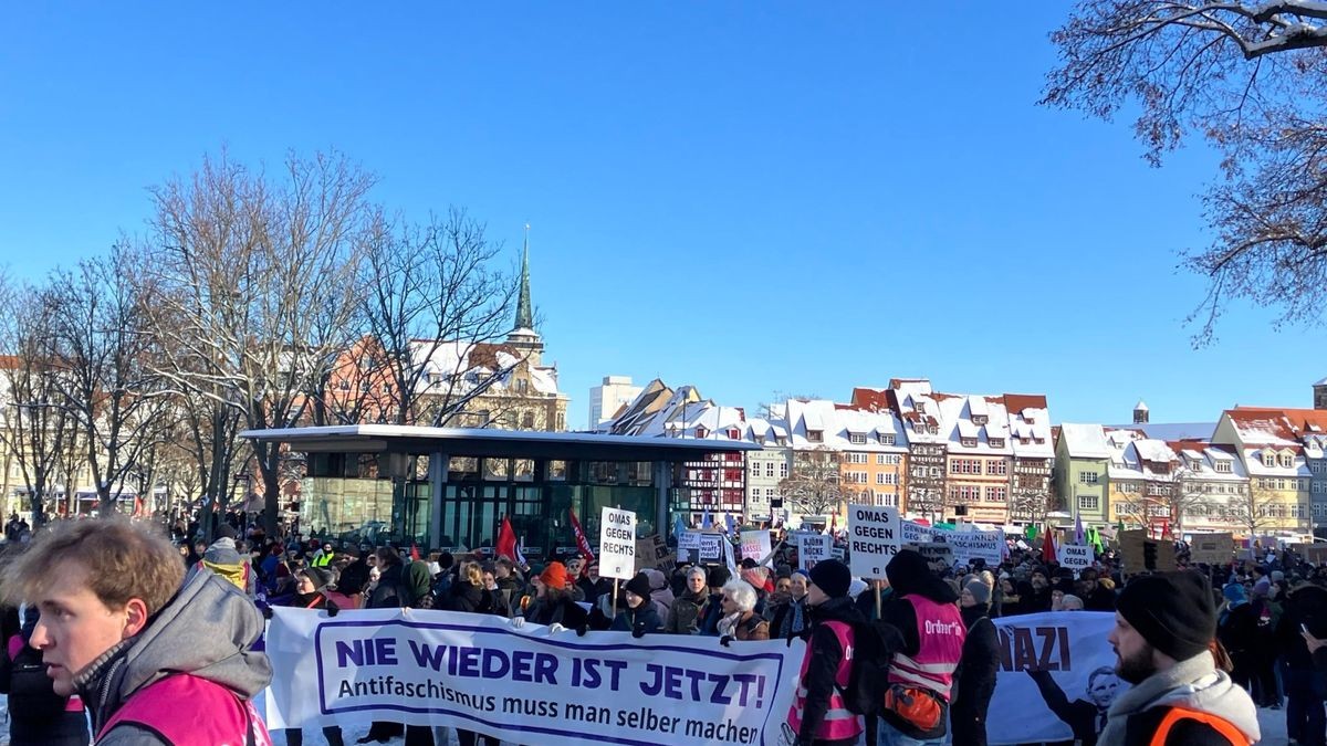 Demonstration gegen Rechtsextremismus in Erfurt.