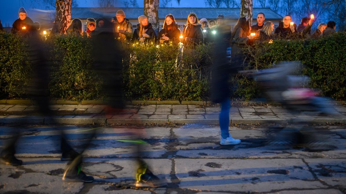 Alle Besucher der AfD-Veranstaltung mussten am Spalier vorbei.