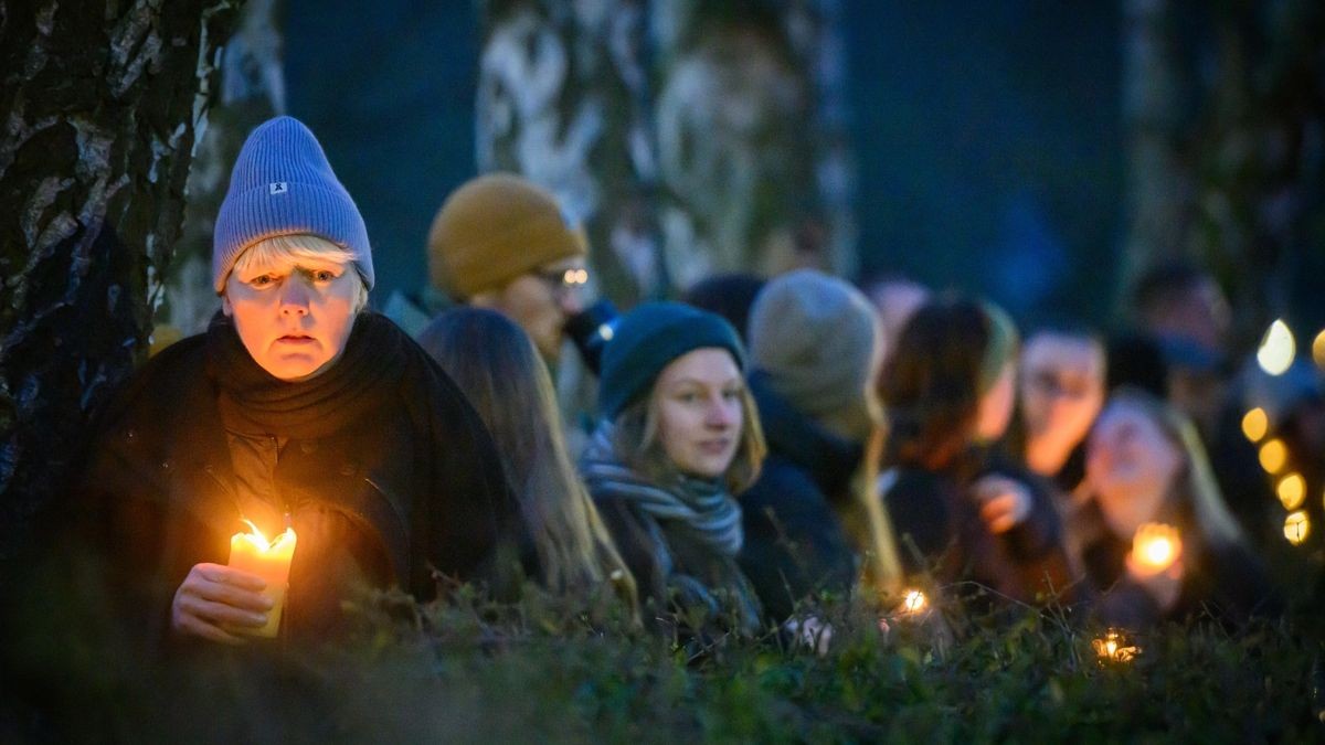 Alle Besucher der AfD-Veranstaltung mussten am Spalier vorbei.