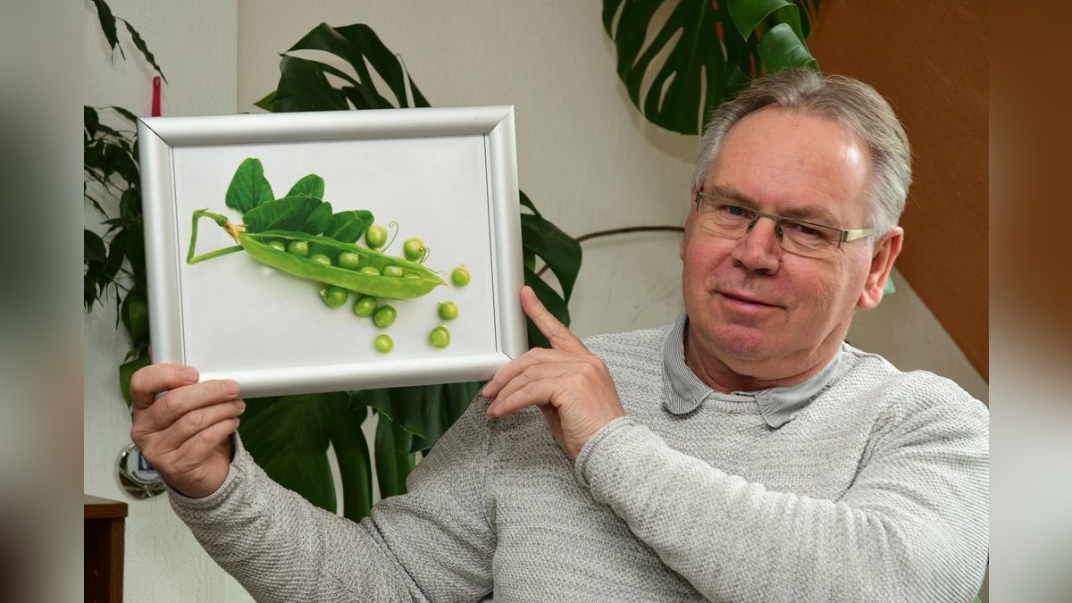 Platz 58: „Erbsen“ von Norbert Schmidt aus Mühlhausen -- mit Erbsen vom Nachbarn. Dieses Foto entstand im Garten, schreibt er zu seinem Motiv.