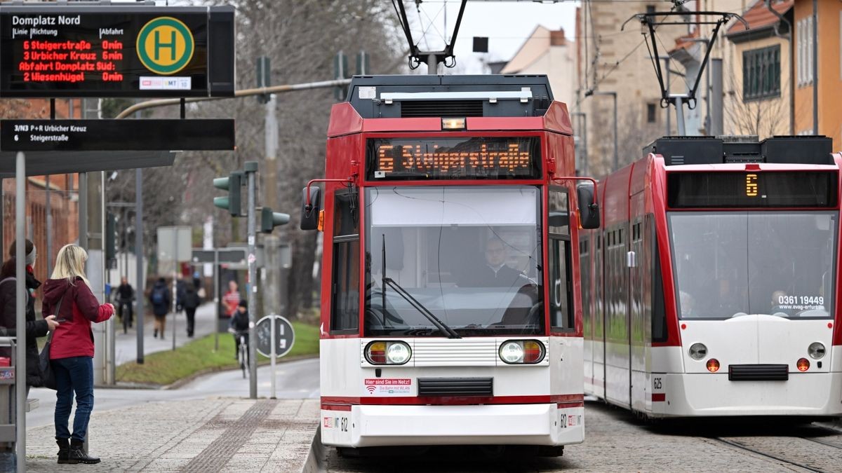 Straßenbahnen in der Erfurter Innenstadt (Archivfoto).