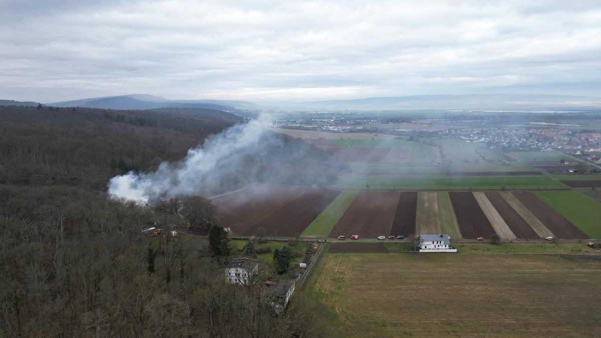 Seit dem Montagmorgen brennt am Ortsrand von Heldrungen ein Gebäude am Waldschlösschen.