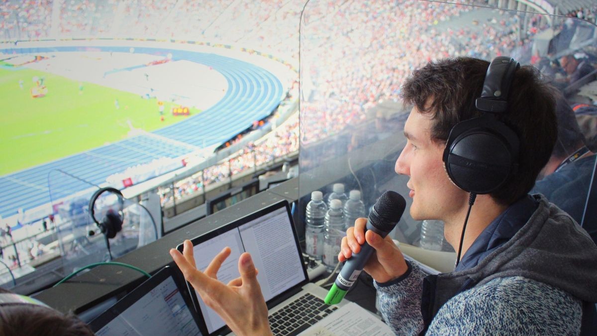 Auch bei der Deutschen Leichtathletik-Meisterschaft im Olympiastadion übernahm Florian Eib die Audiodeskription.