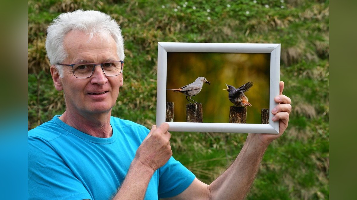 Platz 59 für Volker Schmidt aus Langenbach im Schleusegrund für die „Abendliche Fütterung“. Entstanden ist das Bild am Gartenzaun.