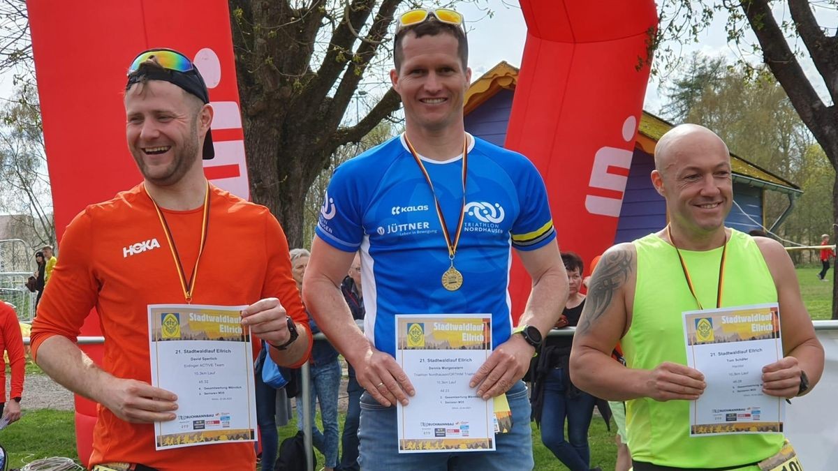 Drei Männer, die im Vorjahr zu den Besten beim Ellricher Stadtwaldlauf zählten (von links): David Sperlich, Dennis Morgenstern und Tom Schäfer.