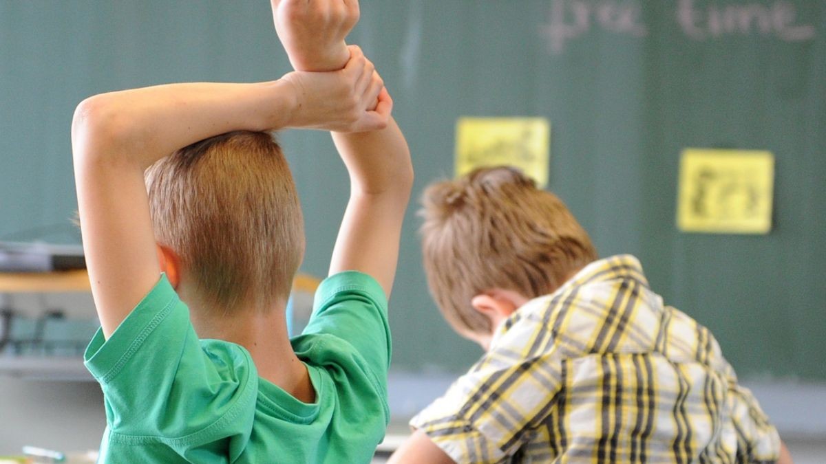 Ein Schüler der 5. Klasse meldet sich im Unterricht (Archivbild)