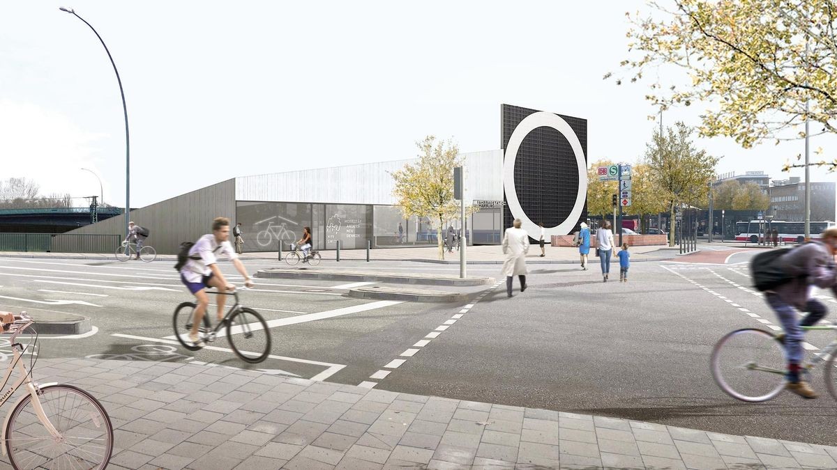 Die Fahrradstation am Harburger Bahnhof sollte von der Straße zwei Etagen in die Tiefe gehen und Stellplätze sowie Fahrradservice anbieten. Die Eröffnung war für 2025 geplant.