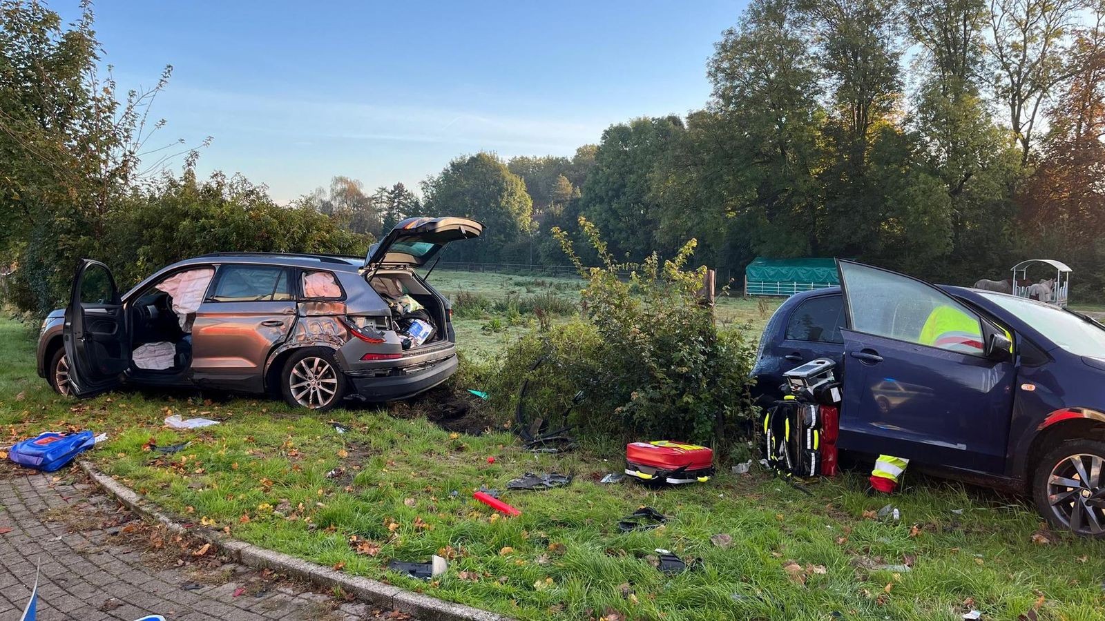 Schwerer-Unfall-in-Herne-Autos-schleudern-auf-Pferdeweide