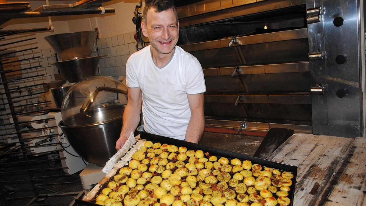Kartoffelscheibenessen