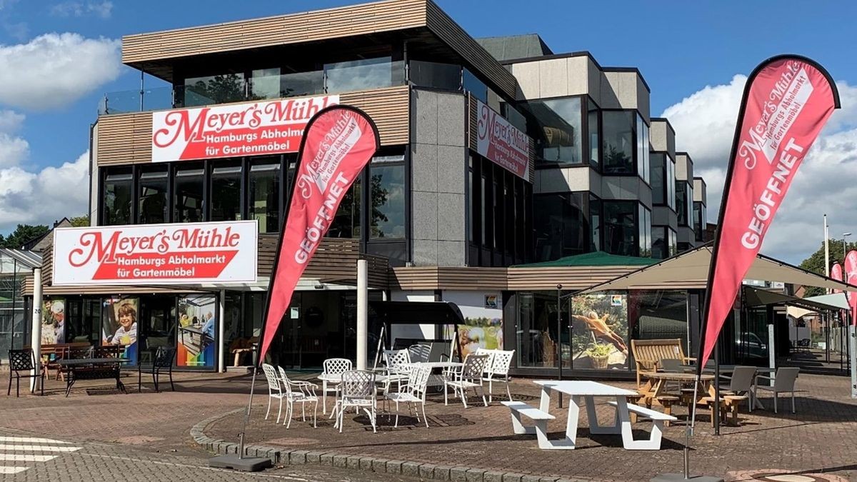 Meyer‘s Mühle, Hamburgs Abholmarkt für Gartenmöbel. 