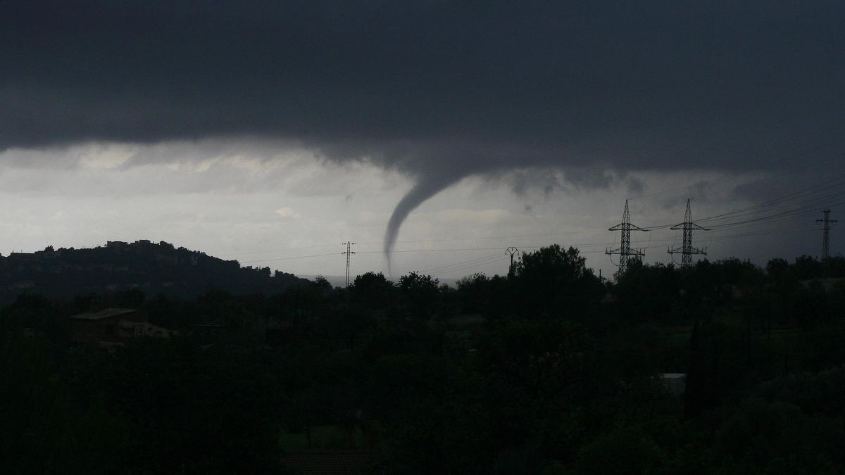 Tornado in palma de mallorca view, An unusual tornado hits main Palma de Mallorca city in the Spanis