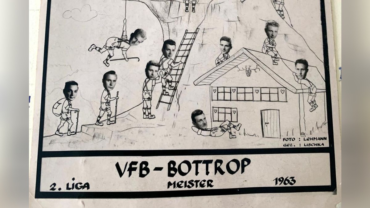 Bergsteiger: Auf einer kreativen Postkarte wurden die Meister des VfB Bottrop geehrt. Fremdbild