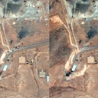 Satellitenaufnahmen zeigen die Tunneleingaben im Kernsystem in Isfahan-Akkord für die US-Bombenangriffe.