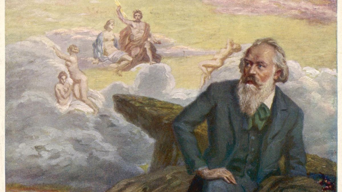 Johannes Brahms, German composer Johannes Brahms (1833 - 1897), German composer and musician. Seen here in an imaginary 