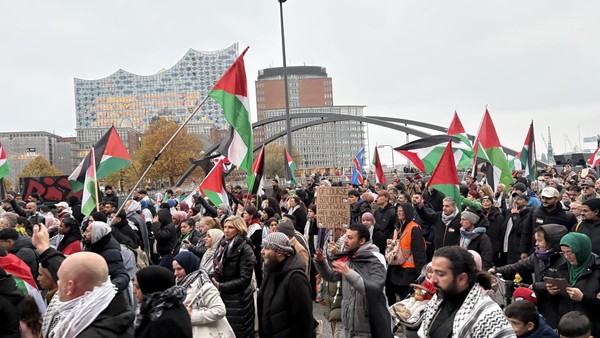 2000 Menschen bei Palästina-Demo – Zug erreicht Mönckebergstraße