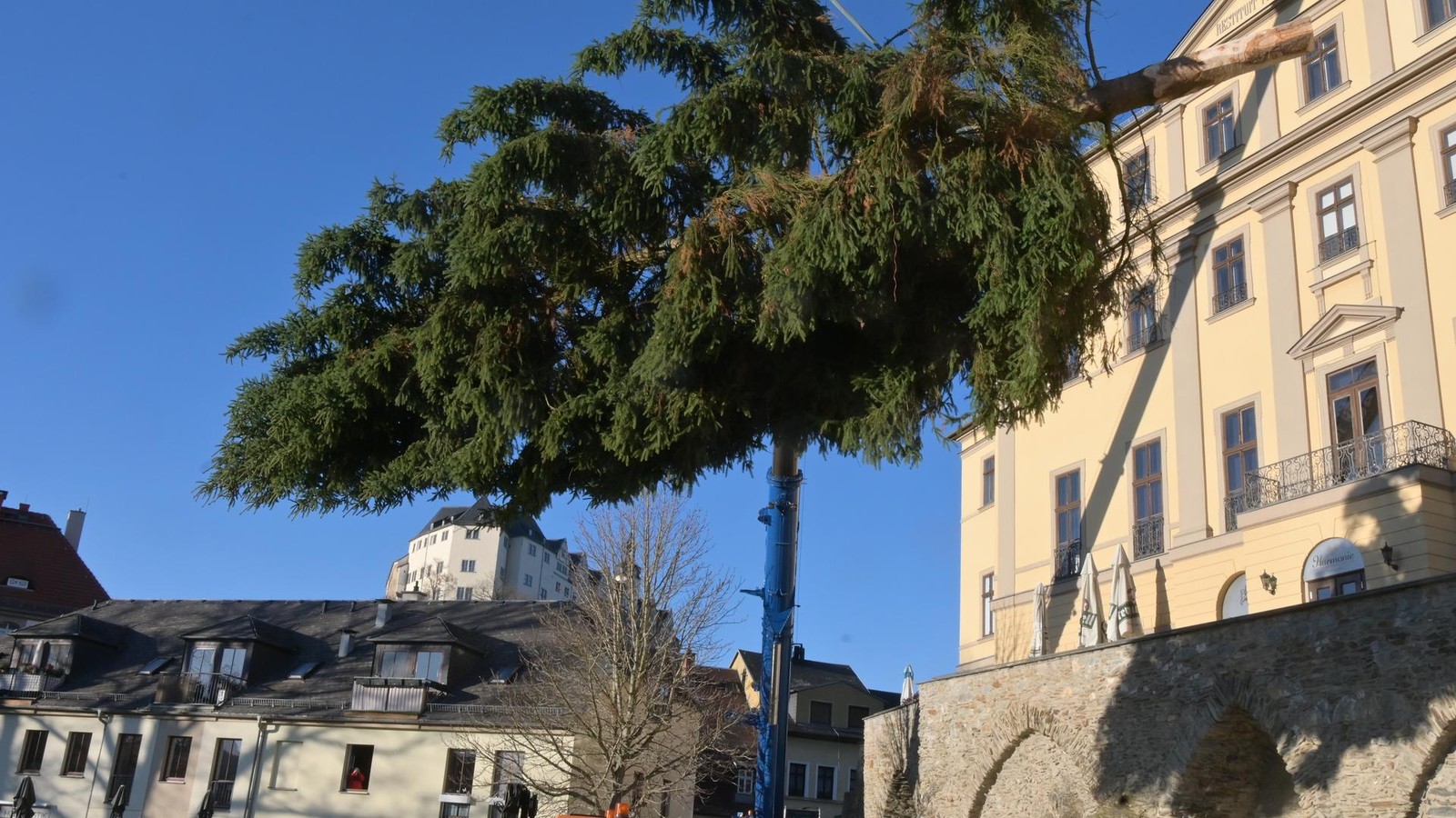 20-Meter-hoch-vier-Tonnen-schwer-Stattlicher-Weihnachtsbaum-schm-ckt-jetzt-Greiz