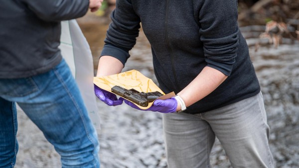 Waffe im Flussbett: Polizei sucht nach Diebesgut und wird fündig