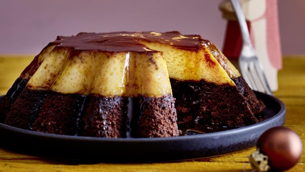 Brownie-Karamell-Flan für die Familien-Festtagsrunde