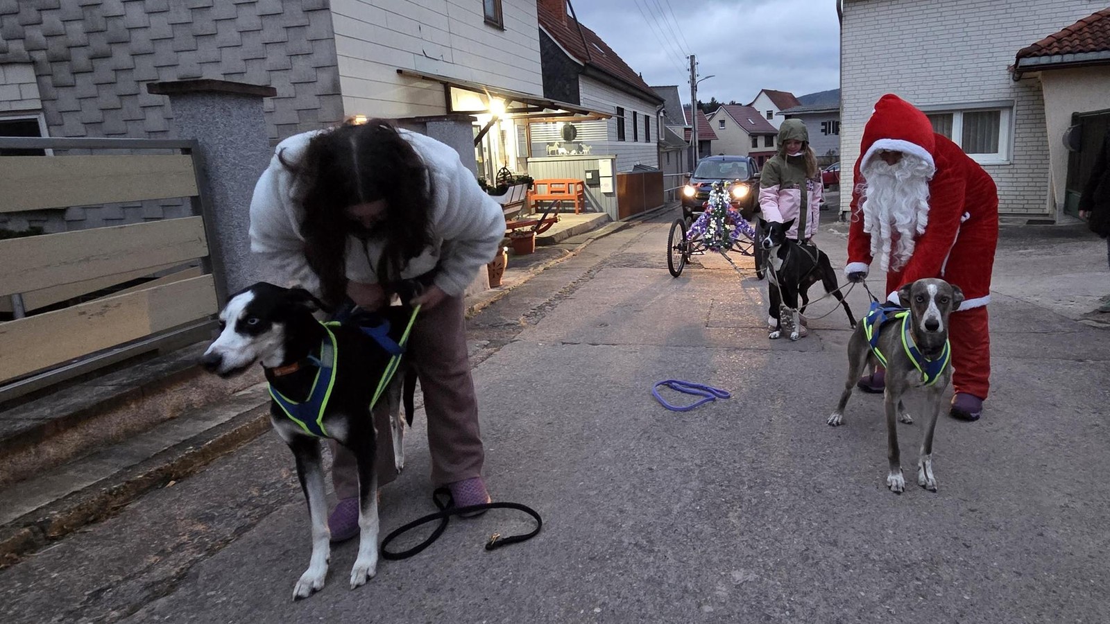 Weihnachtsmann-berrascht-Familien-in-Gr-fenroda-mit-Hundeschlitten-Bescherung